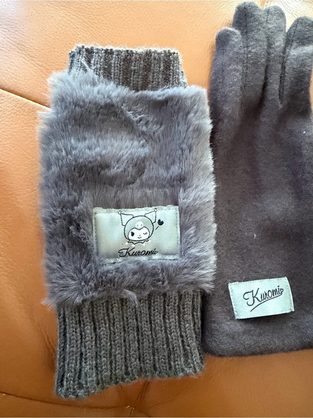 Original Sanrio Kuromi Convertible Fingerless Gloves - Size: L Kids / S Adults